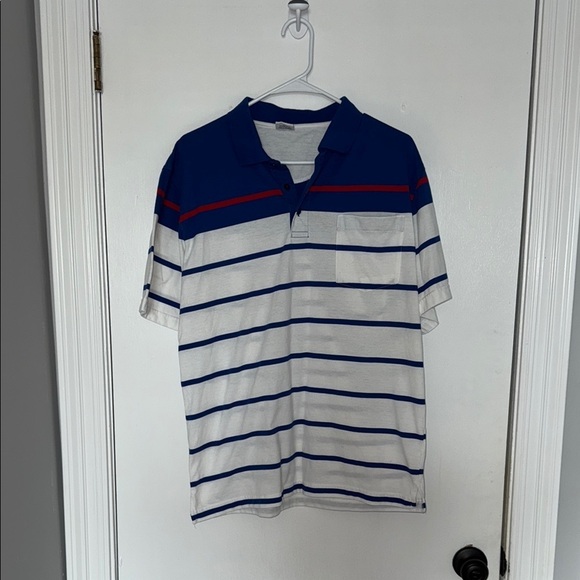 Gioberti Men's Blue and White Striped Polo Shirt- size medium - Picture 1 of 3